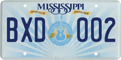 MS license plate BXD002