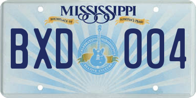 MS license plate BXD004