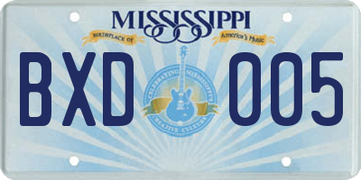 MS license plate BXD005
