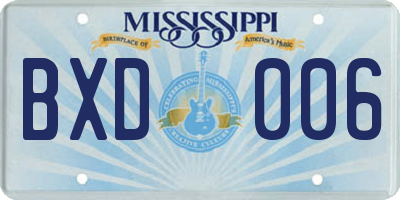 MS license plate BXD006