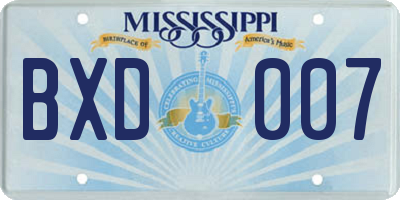 MS license plate BXD007