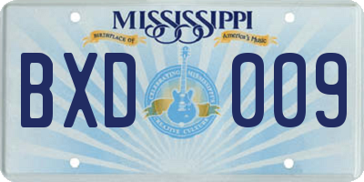 MS license plate BXD009