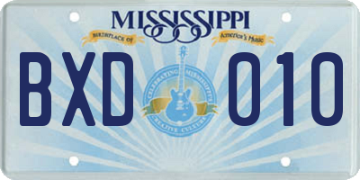 MS license plate BXD010