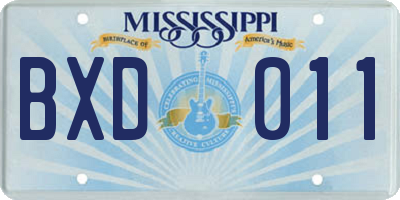 MS license plate BXD011