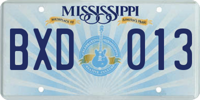 MS license plate BXD013