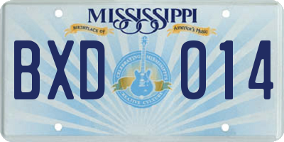 MS license plate BXD014