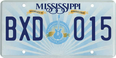 MS license plate BXD015