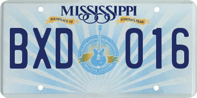 MS license plate BXD016