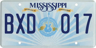 MS license plate BXD017