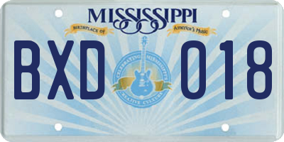 MS license plate BXD018