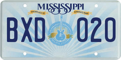 MS license plate BXD020