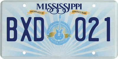 MS license plate BXD021