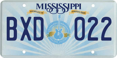 MS license plate BXD022