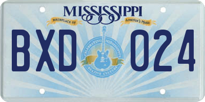 MS license plate BXD024