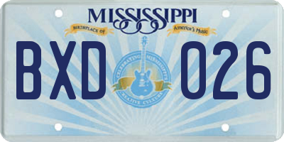 MS license plate BXD026