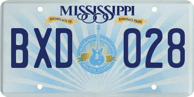 MS license plate BXD028
