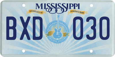 MS license plate BXD030
