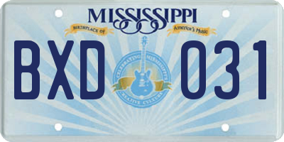 MS license plate BXD031