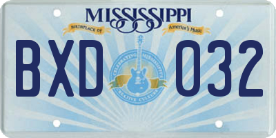 MS license plate BXD032