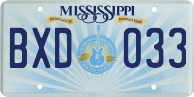 MS license plate BXD033