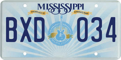 MS license plate BXD034