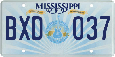 MS license plate BXD037
