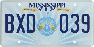 MS license plate BXD039