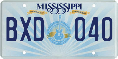 MS license plate BXD040