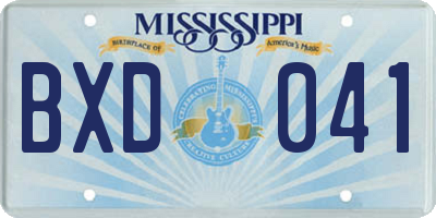 MS license plate BXD041