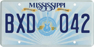 MS license plate BXD042