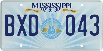 MS license plate BXD043