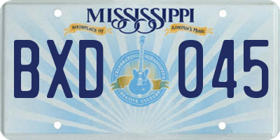 MS license plate BXD045