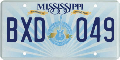 MS license plate BXD049