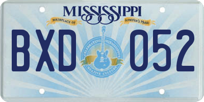 MS license plate BXD052