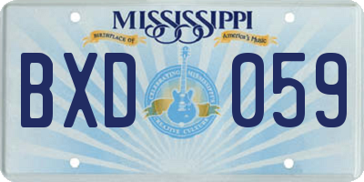 MS license plate BXD059