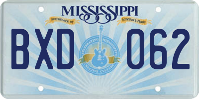 MS license plate BXD062