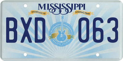 MS license plate BXD063