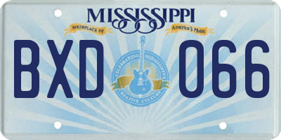 MS license plate BXD066