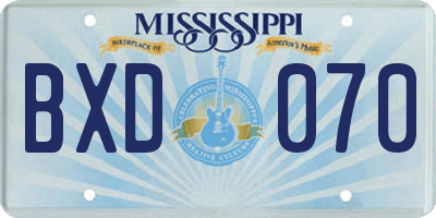 MS license plate BXD070