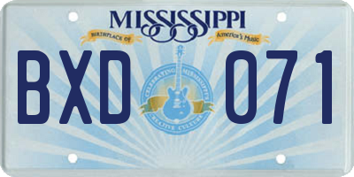 MS license plate BXD071