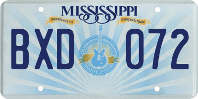 MS license plate BXD072