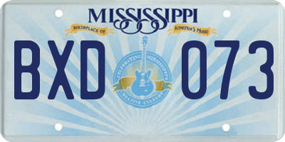 MS license plate BXD073