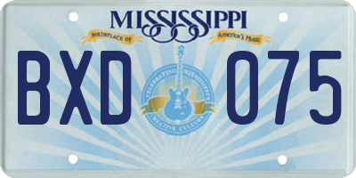 MS license plate BXD075