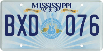 MS license plate BXD076