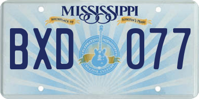 MS license plate BXD077