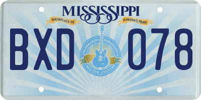MS license plate BXD078