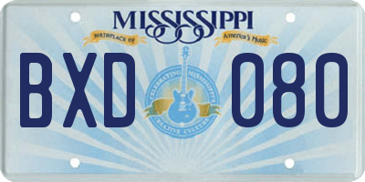 MS license plate BXD080