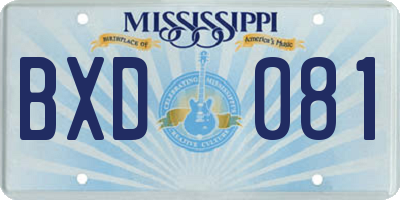 MS license plate BXD081