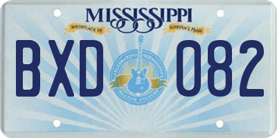 MS license plate BXD082