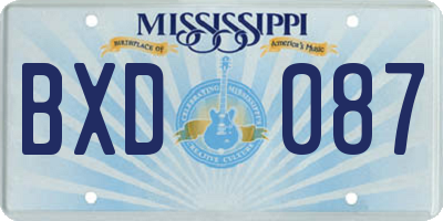 MS license plate BXD087
